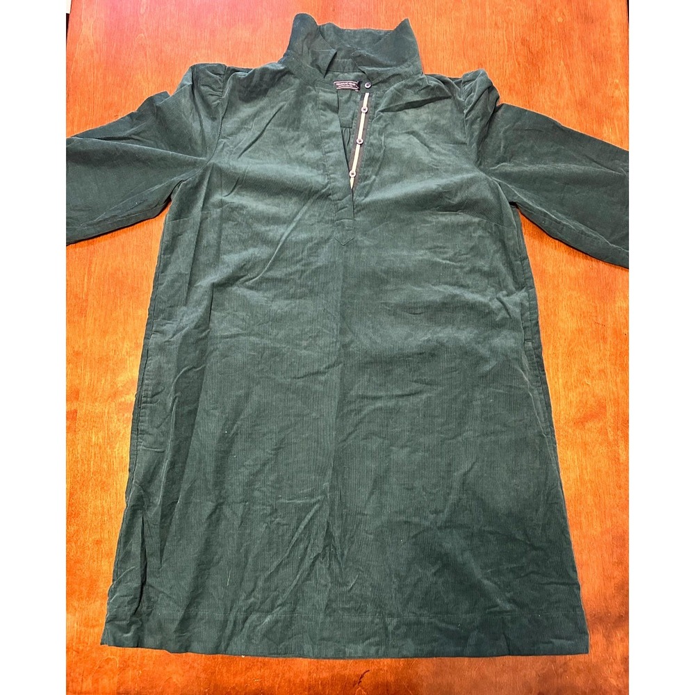Vineyard Vines Tunic Dress Womens Medium Green Corduroy Long Sleeve Pockets